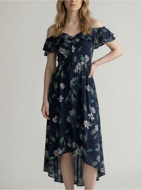 Cotton On Off-Shoulder Flutter Sleeve Floral peekaboo Front Dress Island Resort